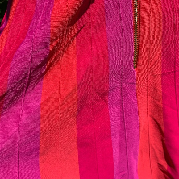 TED BAKER Kilyiee Pink Colorblock Cross-Over Stretch Knit Flare Dress, Sz 4 - Picture 12 of 16